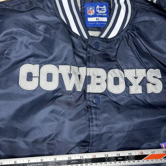 New Men's Dallas Cowboys NFL Team Apparel Satin Full Snap Varsity Navy Jacket XL - Picture 6 of 11